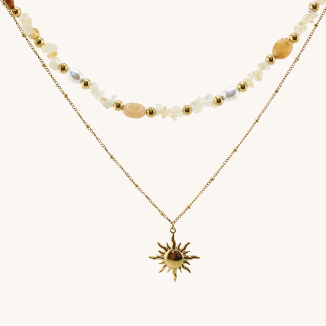 Collana doppia, con Pietre e Oro 18K