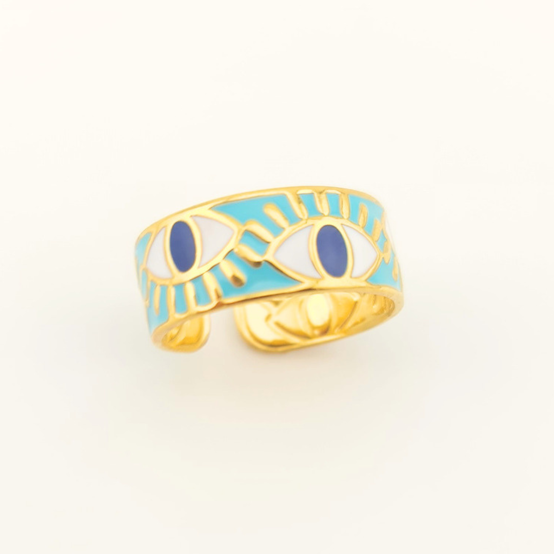 Anello Occhio Turco Smaltato Oro 18K