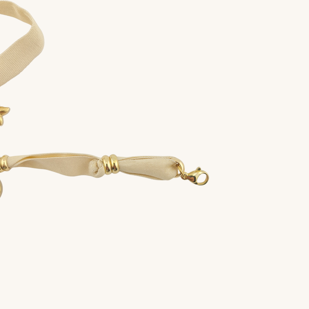 Bracciale Marea Seta di San Leucio e Charms Marini Oro 18K