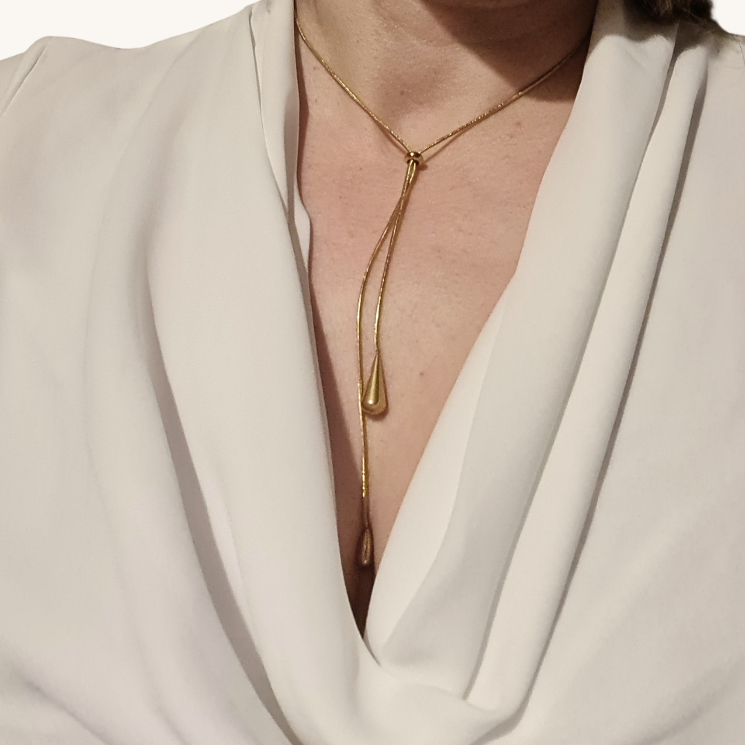 Collana Lariat Goccia di Luce Oro 18K