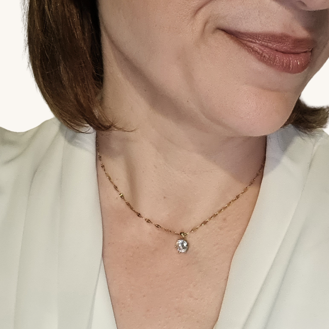 Collana Luce Solitaria Oro 18K Waterproof