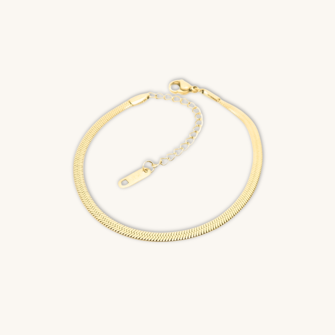Bracciale piatto oro 18k waterproof maglia spina di pesce Unique et Spécial