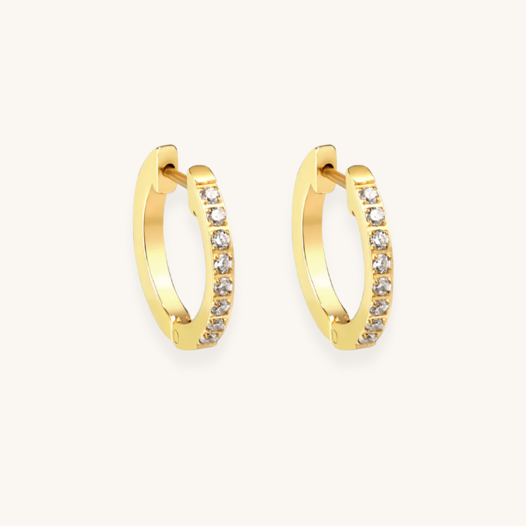 Orecchini a cerchio oro 18k con piccoli cristalli brillanti Unique et Spécial