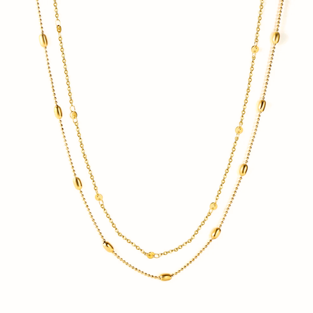 Collana body chain dorata con maglie ovali e chiusura regolabile
