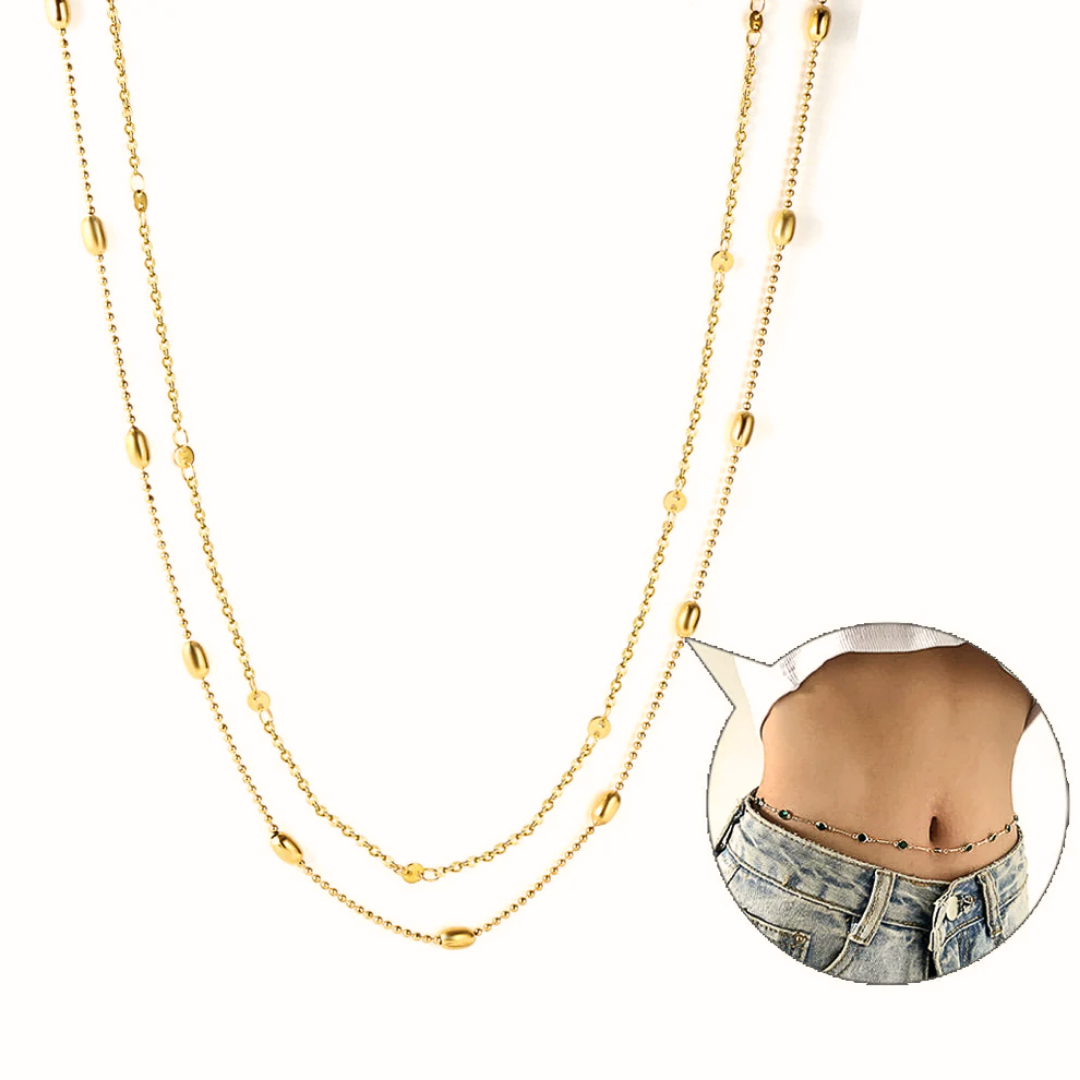 Collana da girovita dorata in acciaio inossidabile con chiusura a moschettone.
