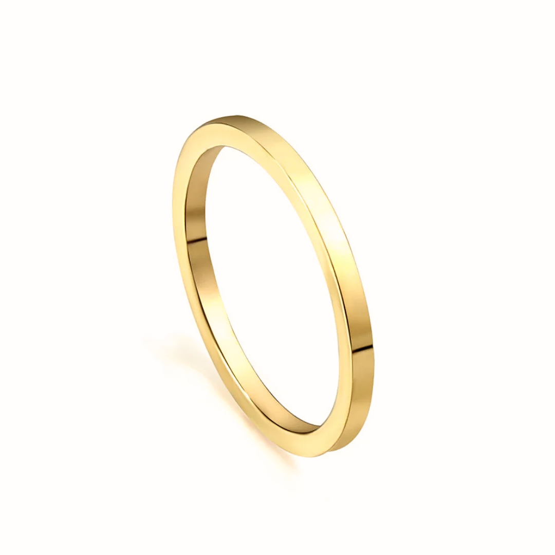 Anello fascia sottile in acciaio inossidabile placcato oro, larghezza 1,5mm, design minimalista elegante