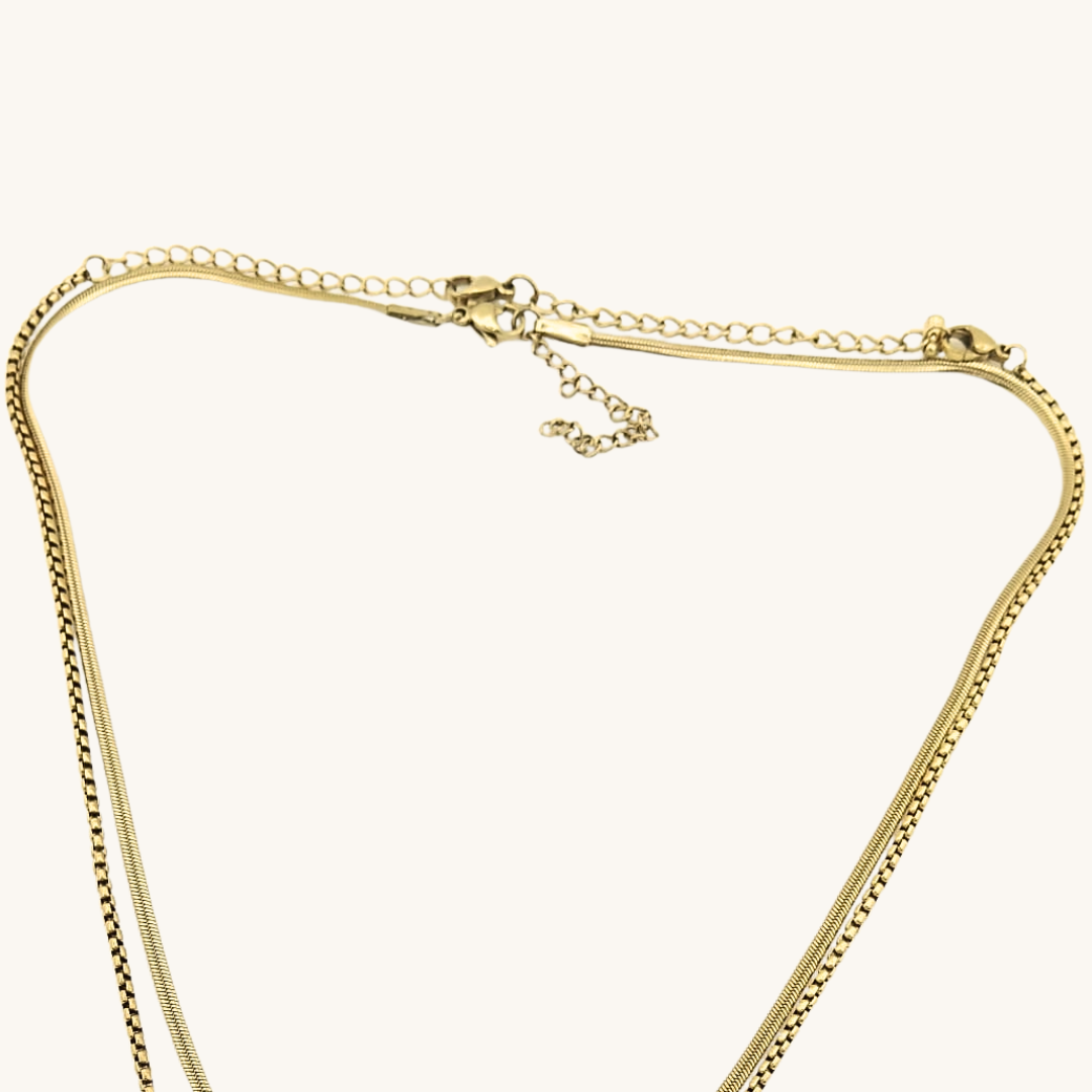 Set collane acciaio inossidabile,non sbadisce,anallergico,placcato oro 18k ,con estensione