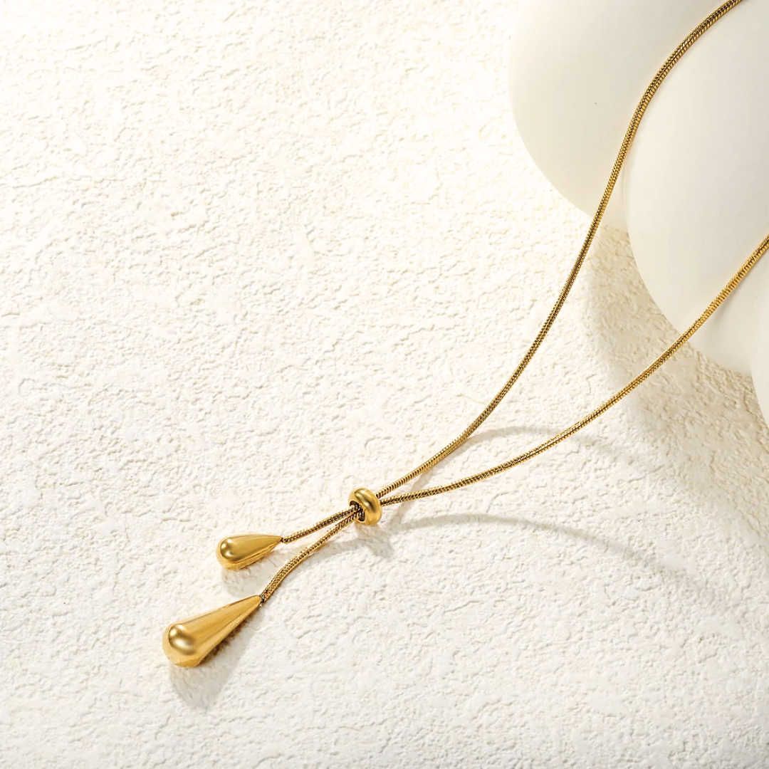 Collana Lariat Goccia di Luce Oro 18K
