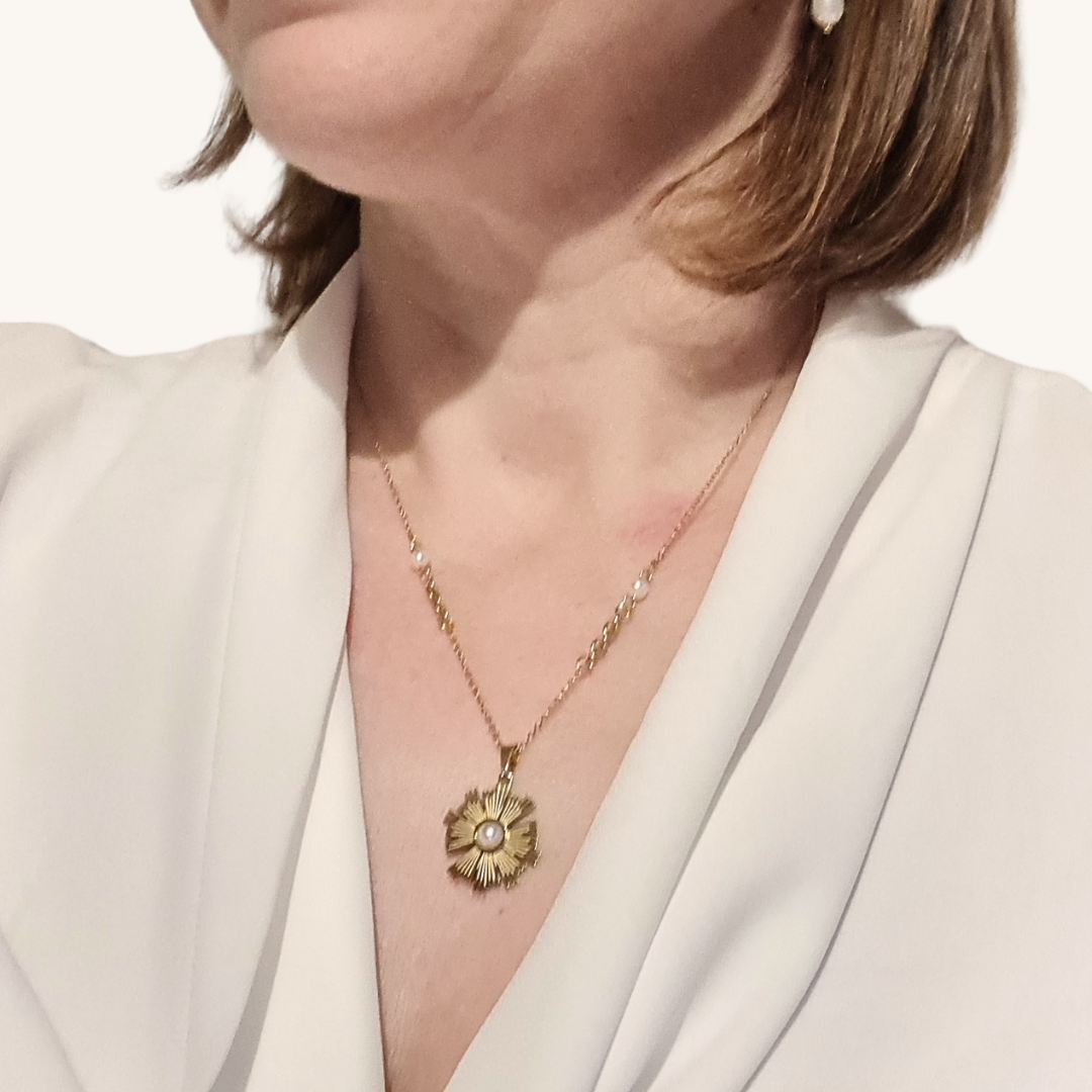 Collana Sole di Perla Oro 18K