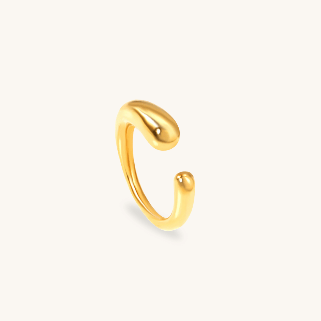 Anello oro 18 carati open-bangle lucido con estremità a gancio
