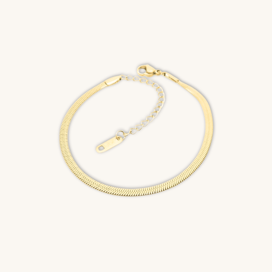 Bracciale piatto oro 18k waterproof maglia spina di pesce Unique et Spécial
