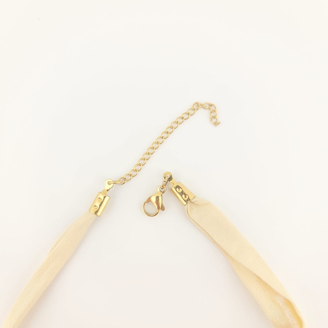 Collana Choker "Abissi Mediterranei"  in Seta di San Leucio e Oro 18K