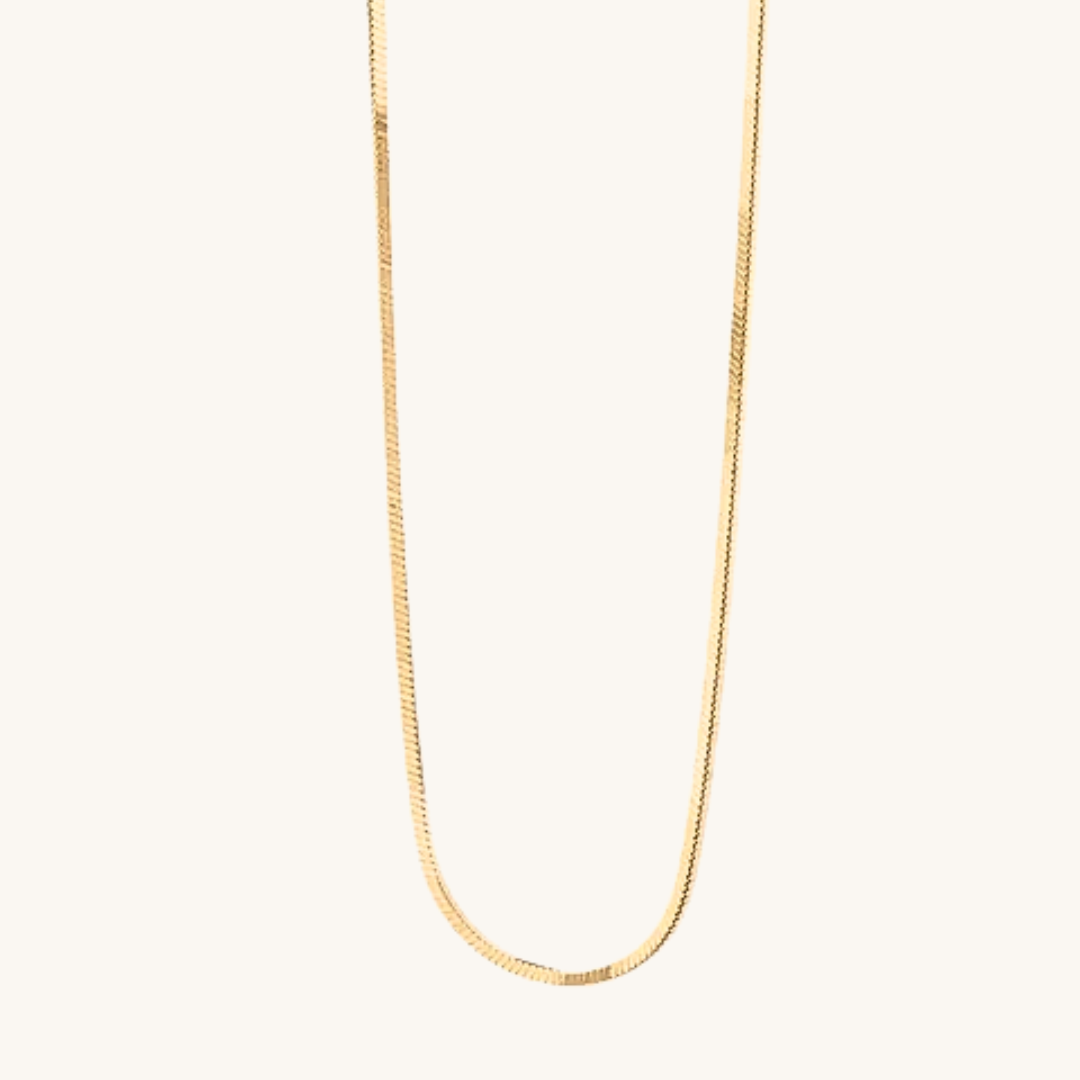 Collana in oro 18k con catena sottile a maglie fitte, vista ravvicinata