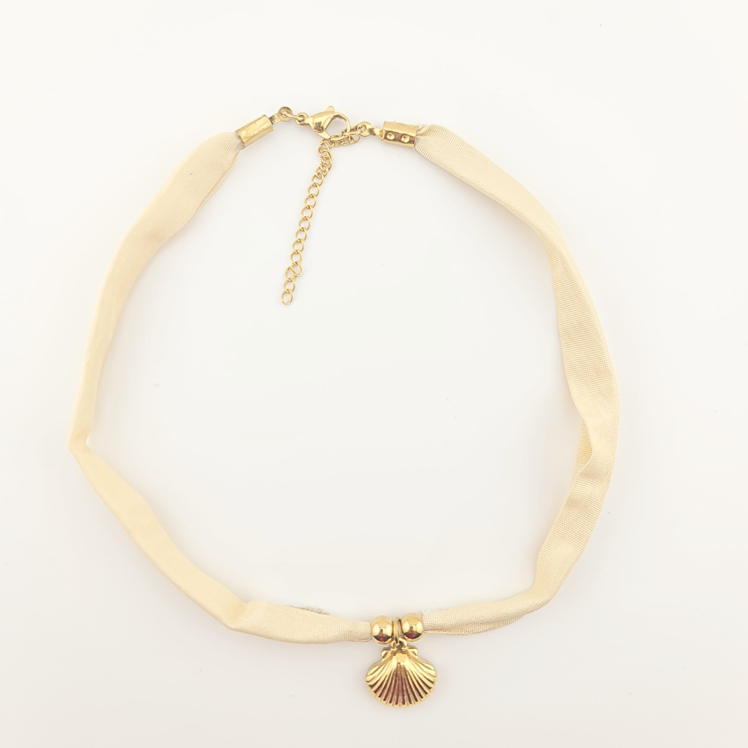 Collana Choker "Abissi Mediterranei"  in Seta di San Leucio e Oro 18K