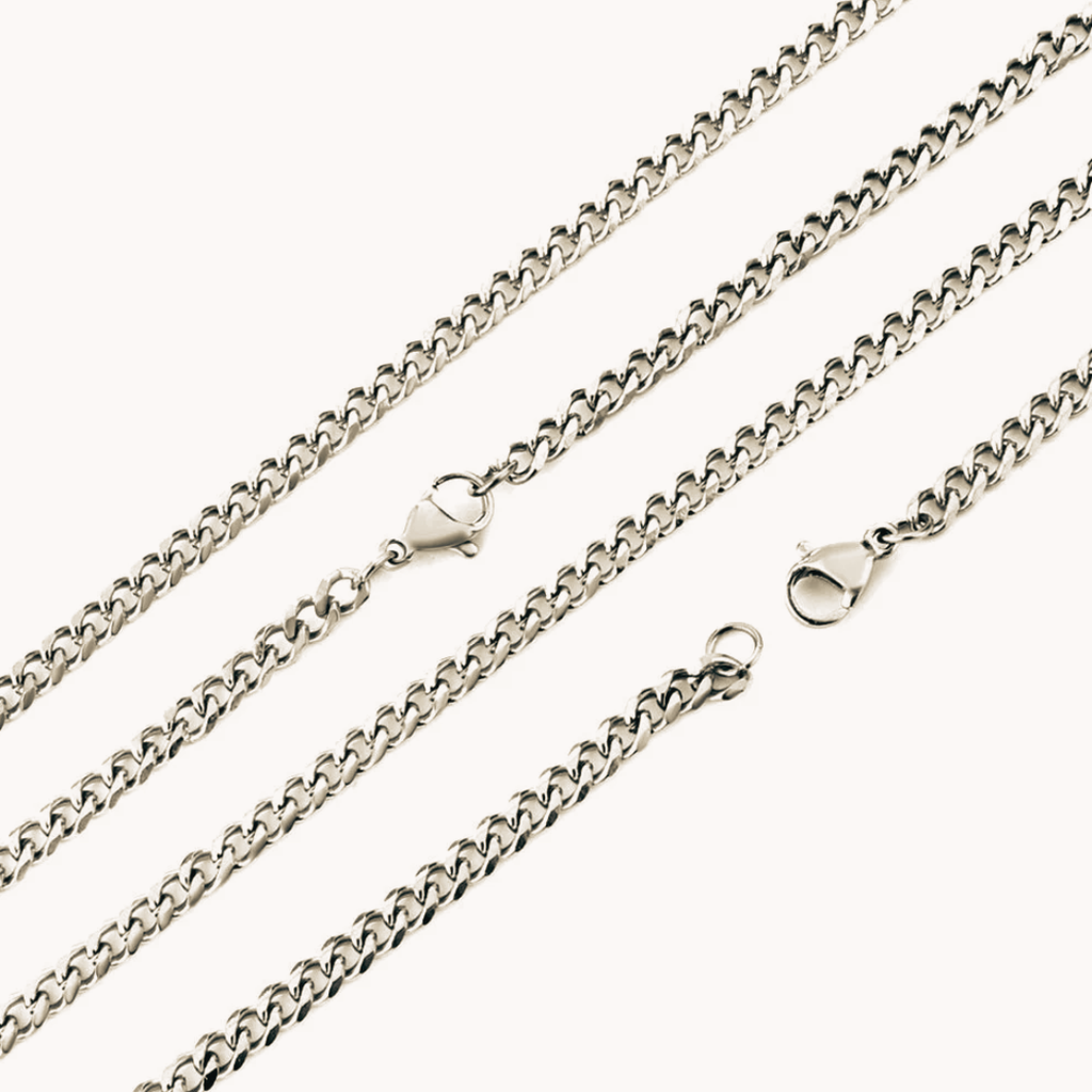 Collana a catena gourmette in metallo argentato con chiusura a gancio