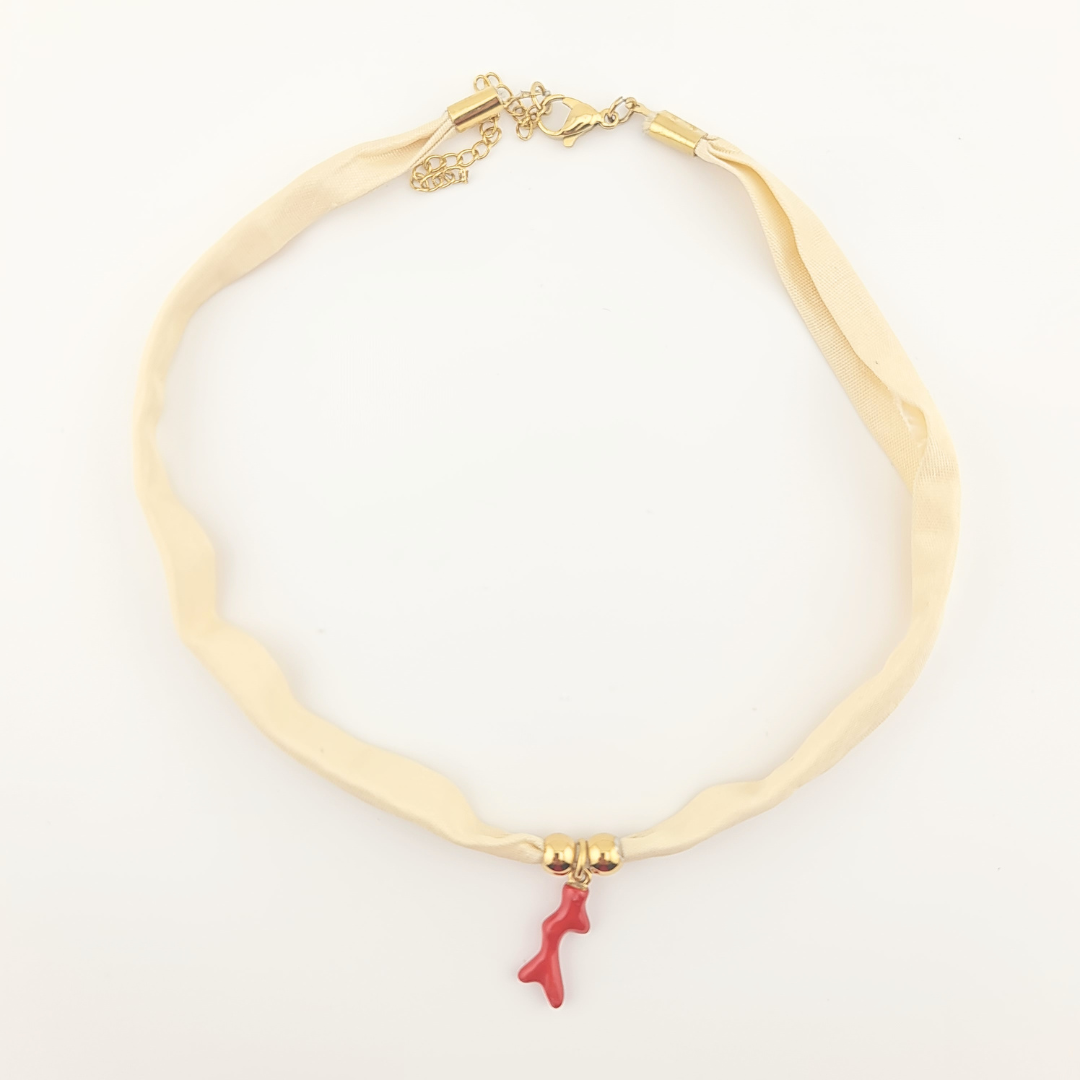 Collana Choker "Abissi Mediterranei"  in Seta di San Leucio e Oro 18K