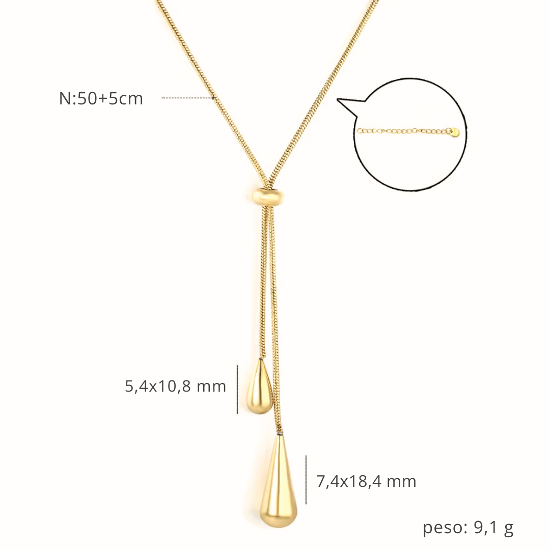 Collana Lariat Goccia di Luce Oro 18K
