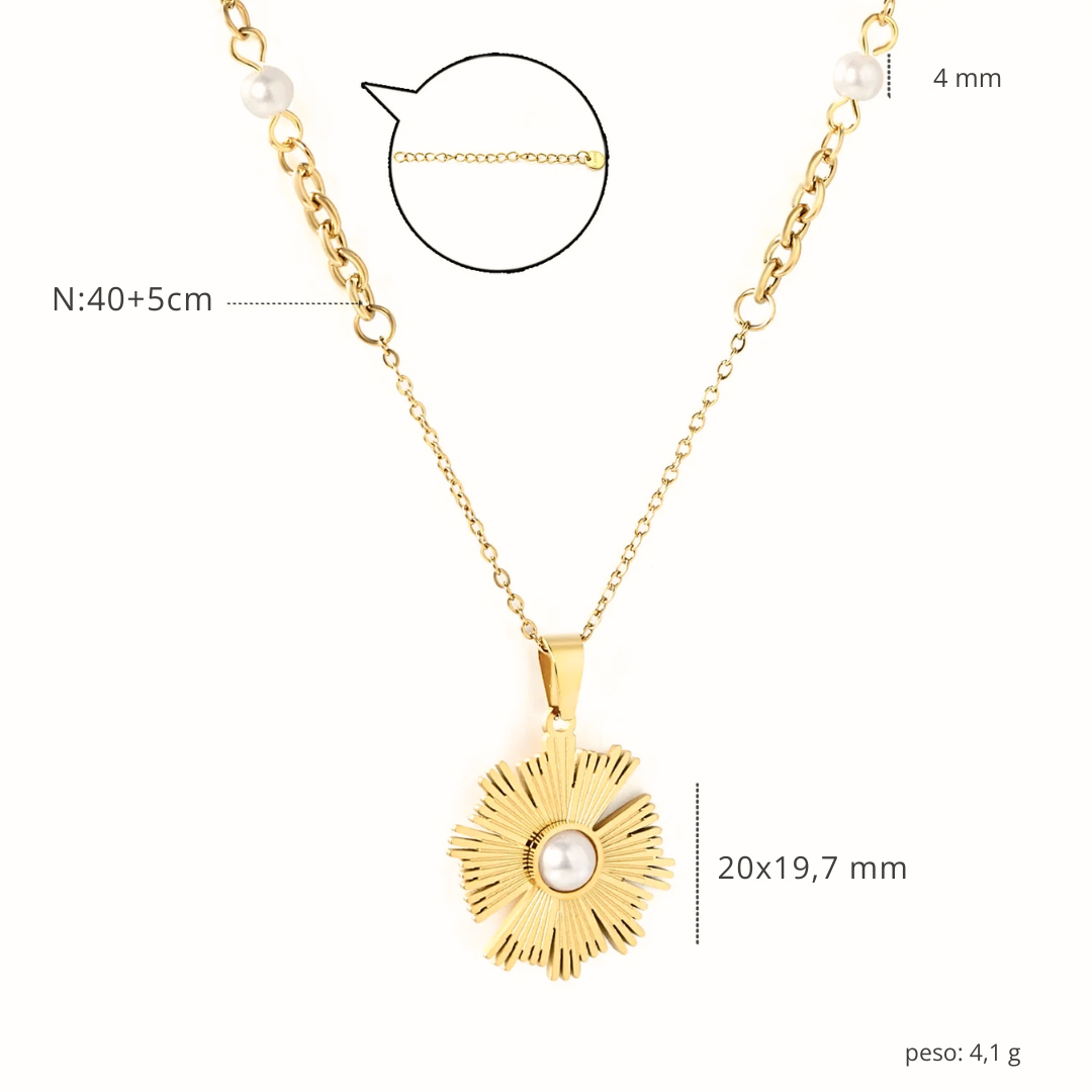Collana Sole di Perla Oro 18K