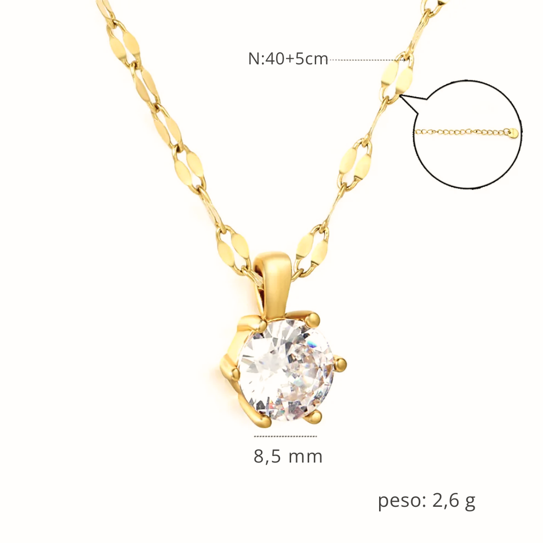 Collana Luce Solitaria Oro 18K Waterproof