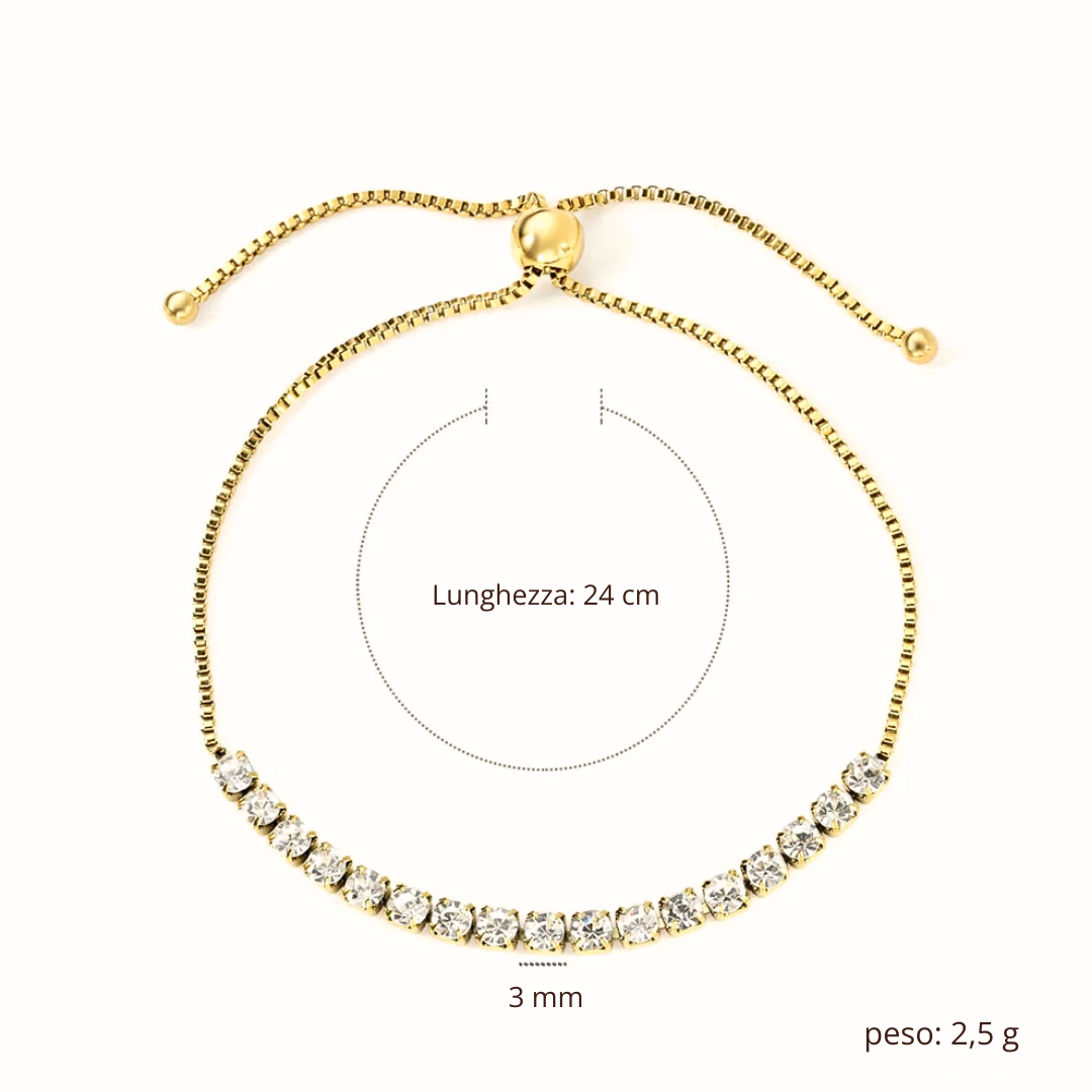 Bracciale Tennis Luce Regolabile Oro 18K