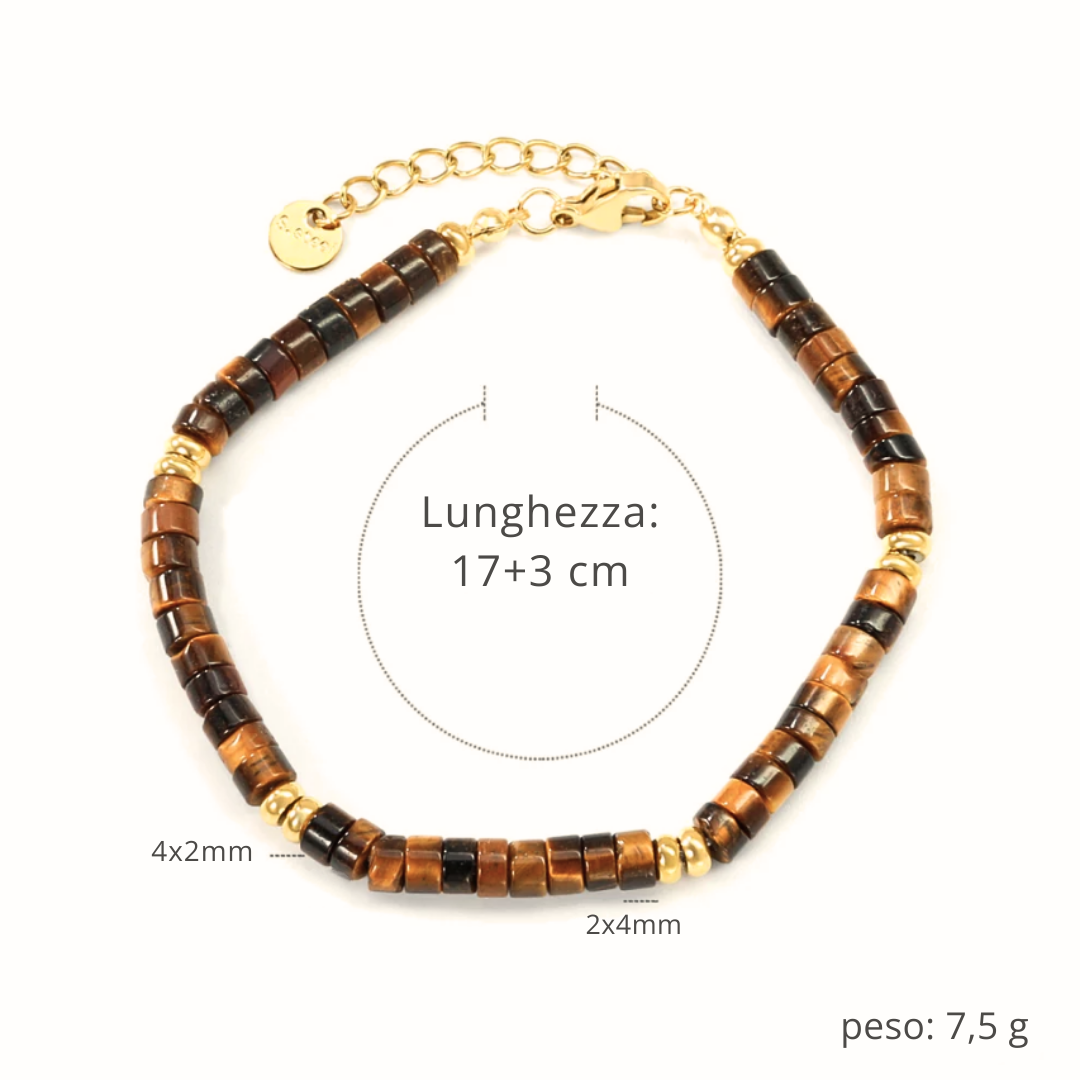 Specifiche tecniche bracciale: lunghezza 17+3cm, pietre 4x2mm e peso 7,5g.